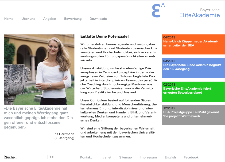 Screenshot2 Relaunch Website Bayerische Eliteakademie